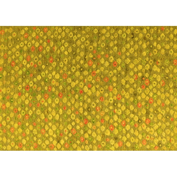 Ahgly Company Indoor Rectangle Abstract Yellow Modern Area Rugs, 8' x 10'