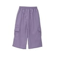 thumbnail image 3 of Kids Cargo Pants Relaxed Fit Baggy Cargo Pants Elastic Waist Light Purple Cargo Pants with Pocket Outfits for Girls 11-12 Years, 3 of 5