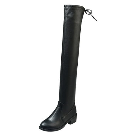 

CBGELRT Thigh High Boots for Women Autumn Winter Plush Flat Bottomed Over the Knee Boots Waterproof Pull on Long Rain Boots Party Shoes 41