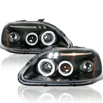 Spec-D Tuning Projector Headlights Black Compatible with 1996-1998 Honda Civic, Left   Right Pair Headlamps Assembly