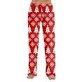 thumbnail image 7 of WTOBBY Women's Anime Design Pajama Pants with Christmas Print, Sleepwear for Casual Use, Elastic Waist for Comfort, Straight Leg Yoga Trousers, Ideal for Home and Lounge,Red M, 7 of 7