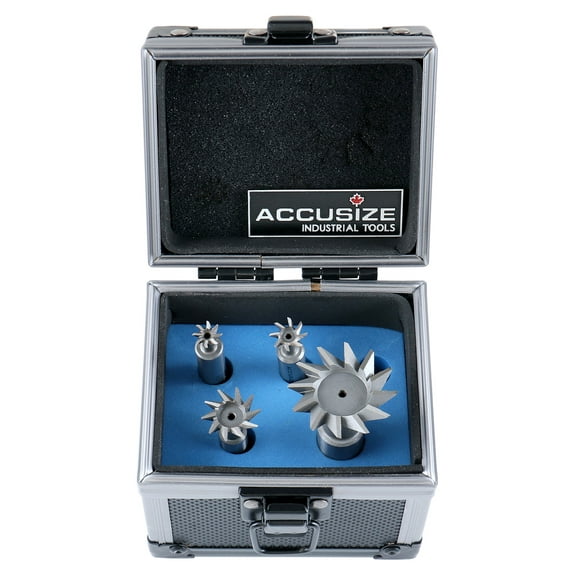 Accusize 4 pc 45 Degree H.S.S. Dovetail Angular Cutters, Right Hand Weldon Shank, 4400-6245
