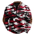 thumbnail image 2 of Men's Casual Sweatshirt American Camouflage Print Round Neck Long Sleeve Half Pullover for Winter Outdoor Wear,Red,L, 2 of 4