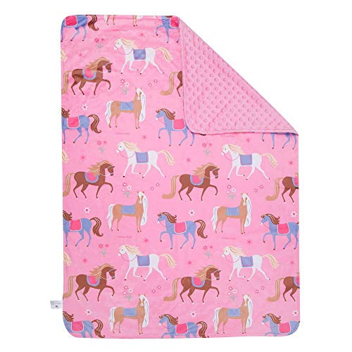 Wildkin Couverture Jetée en Peluche pour Tout-Petits Garçons et Filles, Taille Parfaite pour la Garderie et Idéale pour les Voyages, Couvertures Jetées Super Douces Mesurant 39,5 x 28 x 0,5 Pouces, Sans BPA, Olive Enfants (Chevaux)