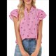 thumbnail image 3 of Tops con Volantes para Mujer, Blusas Bohemias con Cuello en V y Muescas, Camisetas Tipo Túnica con Mangas Abullonadas en Rosa M, 3 of 10