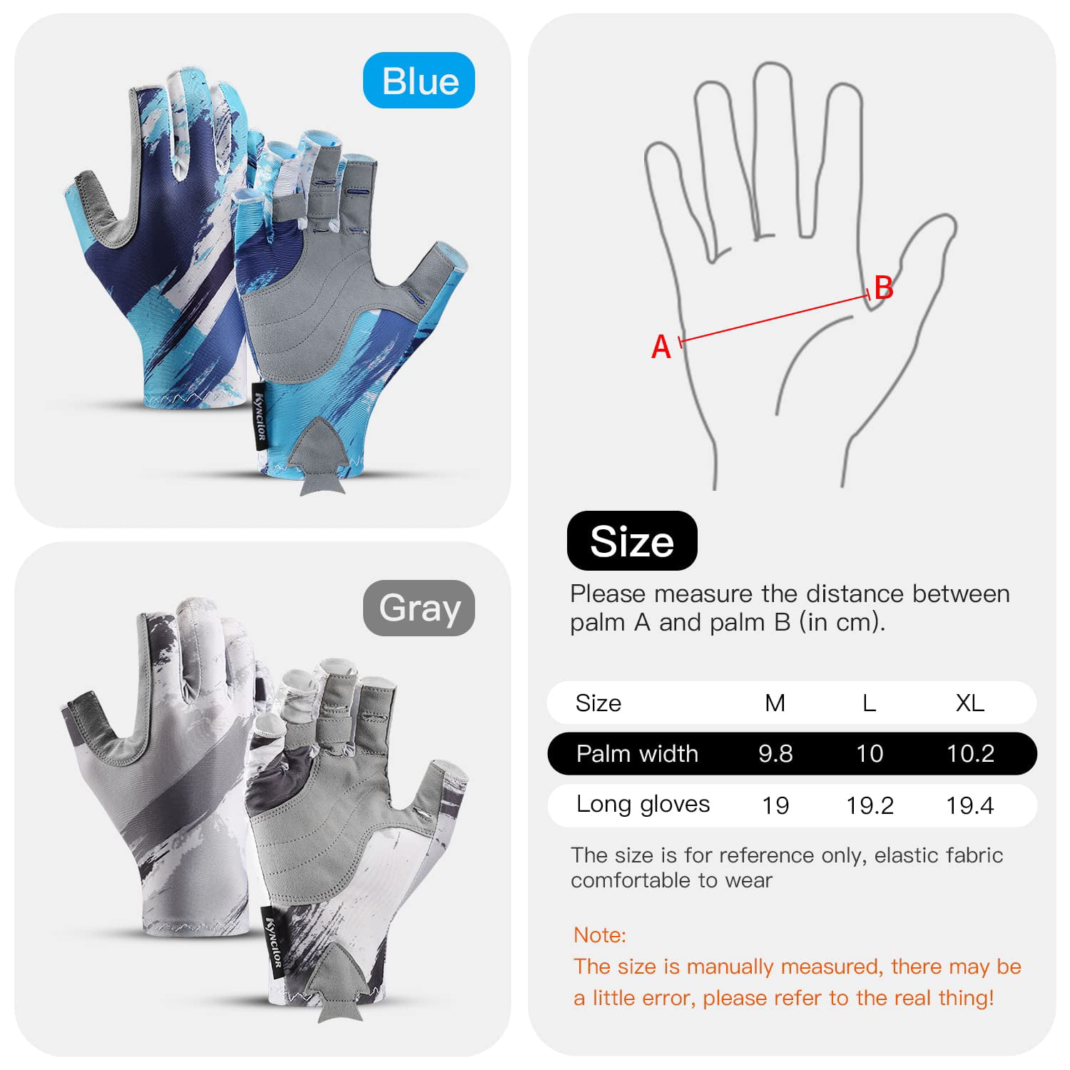 Kyncilor Fishing Gloves for Men Women Half-Finger and Sun Protection Gloves  Breathable Wearable Tie Dye for Fishing Cycling 