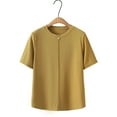 thumbnail image 2 of SHTXOZHI Casual Blouses for Women Summer Short Sleeve Shirts Crewneck Solid Color Tops 2024, 2 of 7