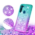 thumbnail image 3 of Compatible for Moto G8 Power Case with Tempered Glass Screen Protector SOGA Diamond Liquid Quicksand Cover Cute Girl Women Phone Case - Teal / Purple, 3 of 5