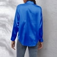 thumbnail image 4 of Kovlvoll Long Sleeve Shirts for Women Satin Casual Comfy Button up Shirt Fashion Solid Color Blouses Tops, 4 of 7