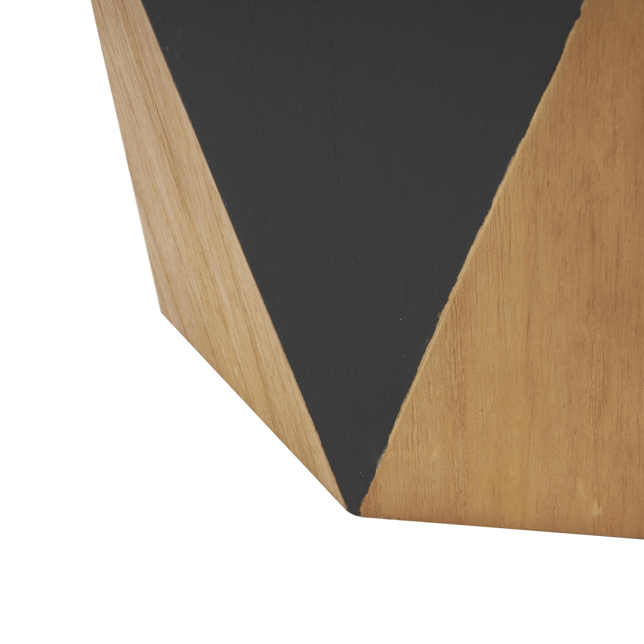 DecMode 19" x 24" Brown Wood Diamond Geometric Accent Table with Black Accents, 1-Piece