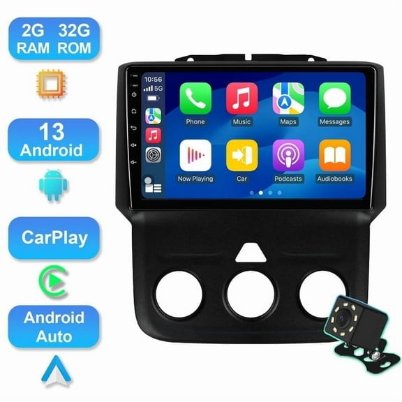 Android 13 Car radio for Dodge RAM 1500/2500/3500 2013-2018 with Manual A/C Multimedia Stereo Wireless Carplay Android Auto Autoradio Navigation GPS WIFI Mirror link Camera FM BT 2 32G
