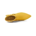 thumbnail image 4 of BLISSFUL STEP Women's Ankle Boots Faux Suede Pointed Toe Bow Decor Chunky Heel Zipper Booties Yellow 10, 4 of 7