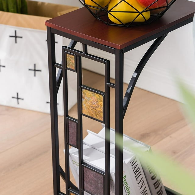 GoDecor Plateau à café côté canapé Table canapé salle Console support fin TV tour Snack boisson