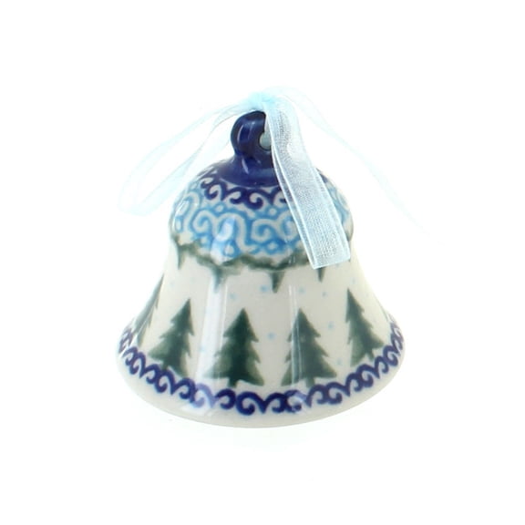 Blue Rose Polish Pottery Holiday Pine Small Bell