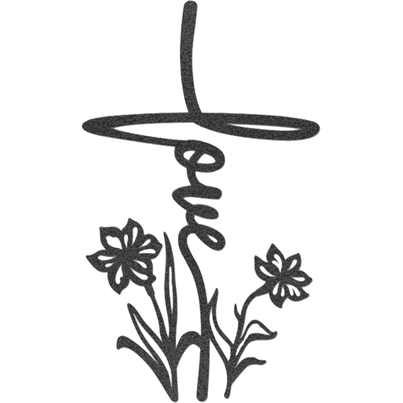 Love Flower Cross - Metal Wall Art