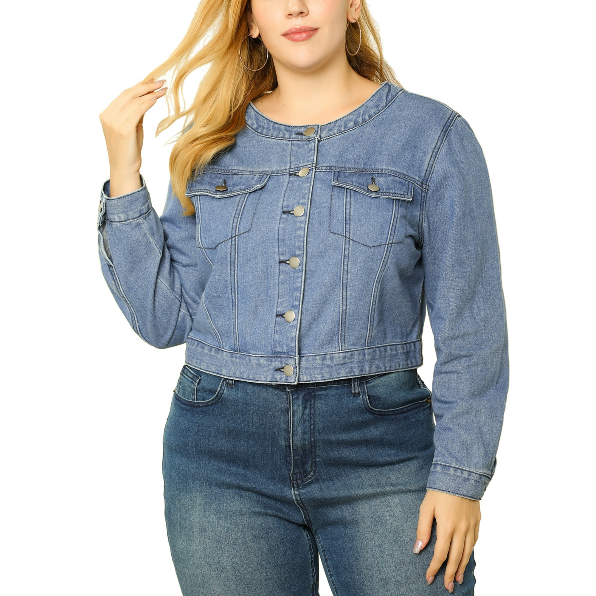 Veste en jean femme col rond sale