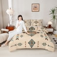 thumbnail image 4 of Feelyou Retro Western Aztec Queen Comforter Set, Hippie Wheat Triangle Bedding Set, 3pcs, 4 of 8