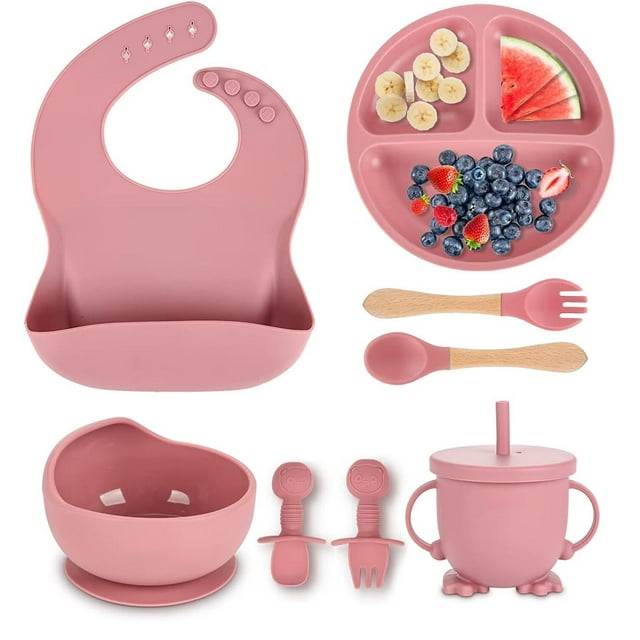 Set de Alimentación para Bebés Vajilla Suave y Fácil de Limpiar Bebés Sin BPA