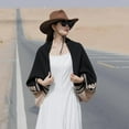 thumbnail image 4 of Women's Shawl Wrap Knitted Casual for Fall Winter (Black&Beige), 4 of 6