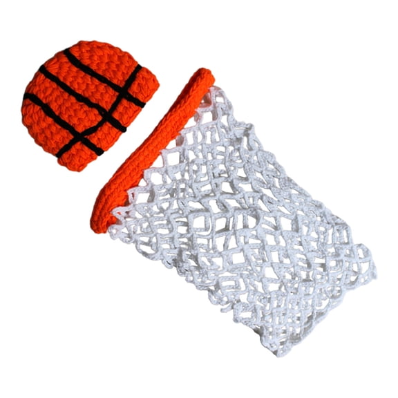 ifundom 1 Set Basketball Shaped Hat and Net Knitted Outfit Newborn Photography Props Baby Photo Shoot Accessories