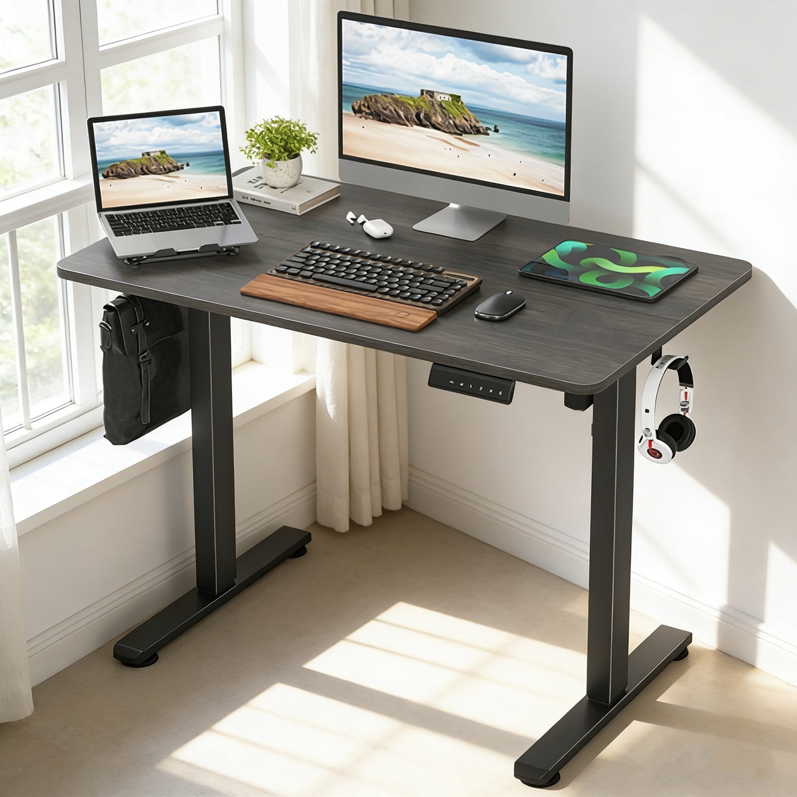Standing Desks That Raise Up and Down  Large Adjustable Height Raising Desk for Ergonomic Home Office Efficiency