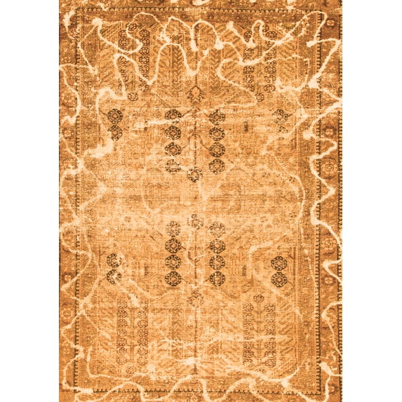 Ahgly Company Indoor Rectangle Abstract Orange Modern Area Rugs, 4' x 6'