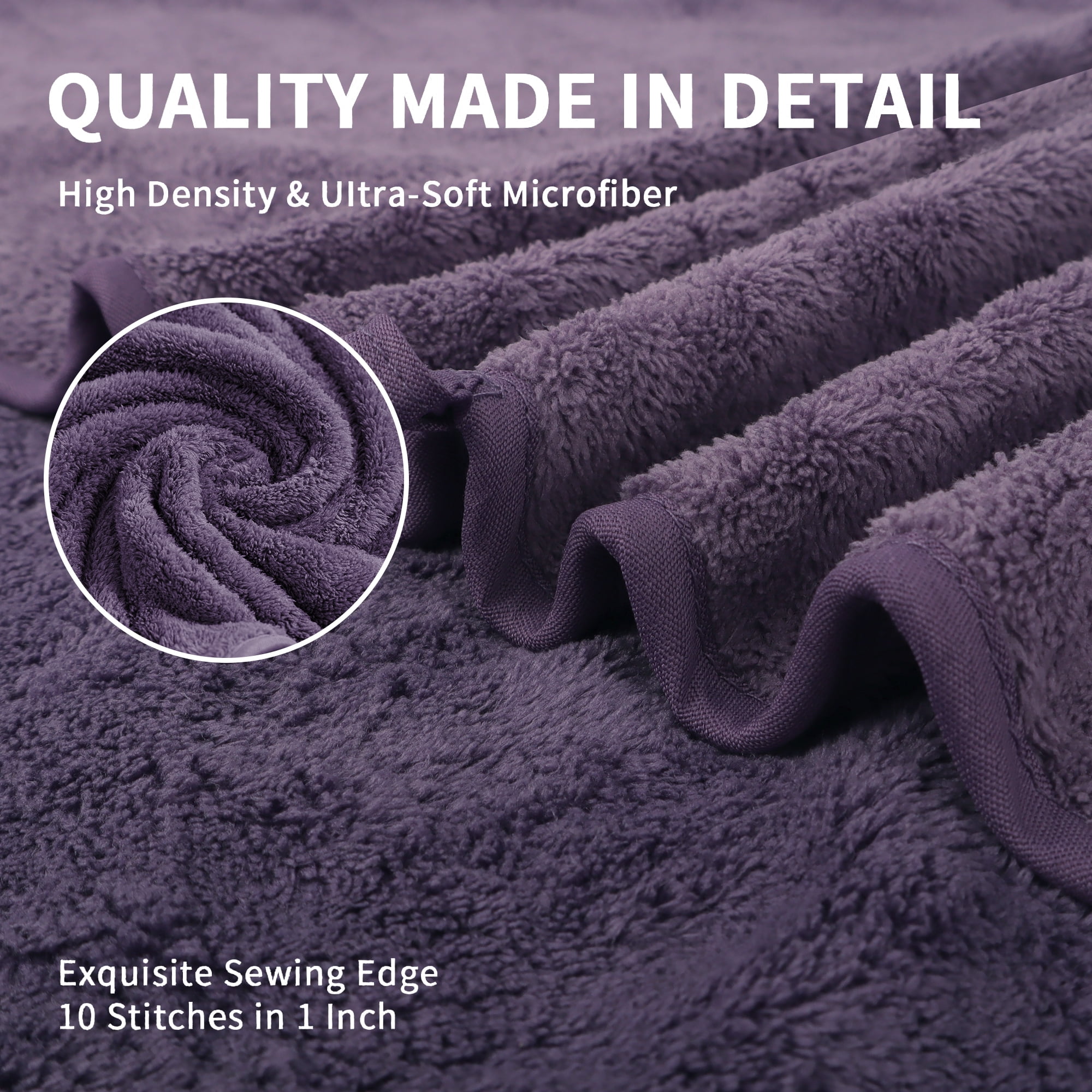 Beartech 8 Piece Bath Towels Set-2 Bath sheet,2 Hand Towel,4 Washcloths,Soft Lightweight Family Towel Highly Absorbent Microfiber Towel Quickly Dry & Less Lint Shower towel for Bathroom-Dark Purple