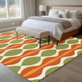 thumbnail image 4 of 6'x9' Area Rugs, Orange Green Geometric Indoor Outdoor Area Rug for Living Room Bedroom, Abstract Moire Modern Vintage Washable Bathroom Rugs Kitchen Floor Carpet Mats Home Decor Aesthetic, 4 of 8