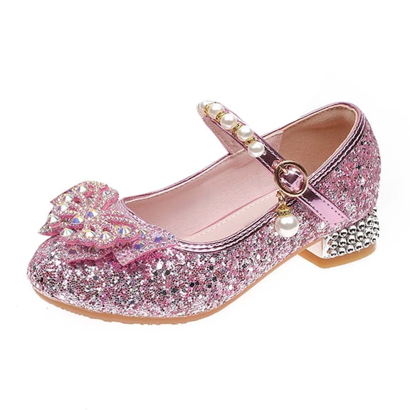 lnmuld Toddler Girls Soft-Sole Ballet Shoes with Embellishments, Comfortable & Durable for Everyday Wear Color:Pink,Size:12-12.5 Years