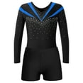 thumbnail image 3 of Rswnyirn Kids Girls Shiny Rhinestone Ballet Dance Outfit Long Sleeve Gymnastics Leotard Unitard with Blue 14, 3 of 7