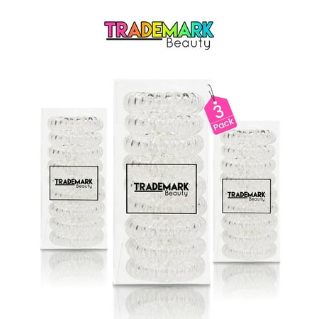 TRADEMARK BEAUTY HAIR COILS SET Spiral Hair Ties No Crease Ponytail Phone Cord Hair Ties 27 Count (3 Pack) Clear TRADEMARK BEAUTY HAIR COILS SET Spiral Hair Ties No Crease Ponytail Phone Cord Hair Ties 27 Count (3 Pack) Clear