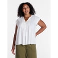 thumbnail image 2 of Time and Tru Women's Linen Pintuck Top, Sizes XS-XXXL, 2 of 6