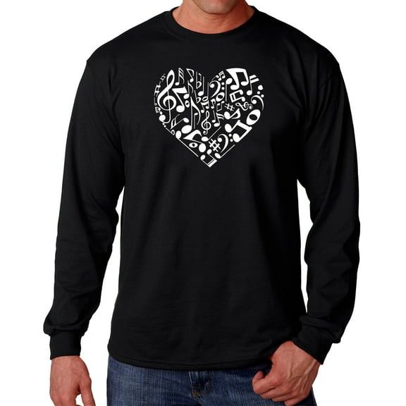 Men's Word Art Long Sleeve T-shirt - Heart Notes