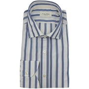 Tintoria Mattei 954 Men's Blue/ Black/ White Stripe Button Down Casual Button-Down Shirt - 44-17.5 (Xl)