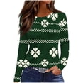 thumbnail image 2 of St. Patrick's Day Long Sleeve Shirt for Women Shamrock Clover Graphic Crewneck Soft Festive Holiday Party Graphic Clothes Casual Tee Top, 2 of 8