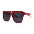thumbnail image 2 of Flat Top Oversized Rectangular Plastic Retro Racer Fashion Sunglasses Red - Black, 2 of 4