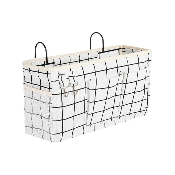 Deeceymbur Bedside Storage Bag Hanging Organizer Multiple Pockets for Bunk Bed Home Use in Black White Green