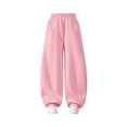 thumbnail image 6 of Riecok Loose Pants for Boys High Waist Wide Leg Palazzo Sweatpants Casual Stylish Trousers with Pockets Pink 5-6 Years, 6 of 8