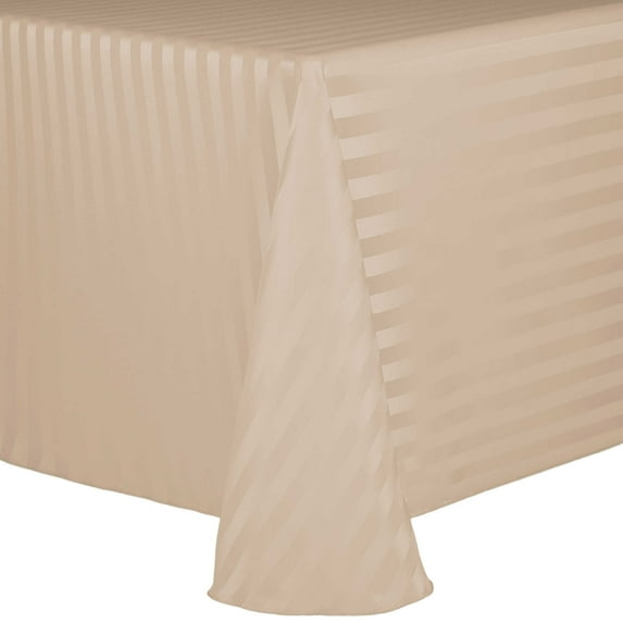 Ultimate Textile Satin-Stripe 72 x 120-Inch Oval Tablecloth Cafe