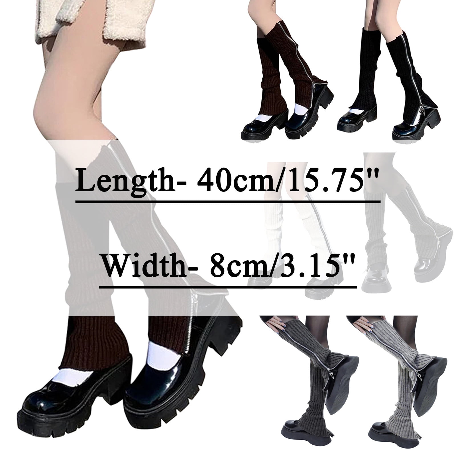 Winter White Womens Leg Warmers Gothic Punk Ribbed Knitted