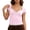 05-Pink, variant on Diufon Womens Crop Tops Short Sleeve Lace Trim Elegant V Neck Shirts Summer Fashion Slim Going Out Blouse