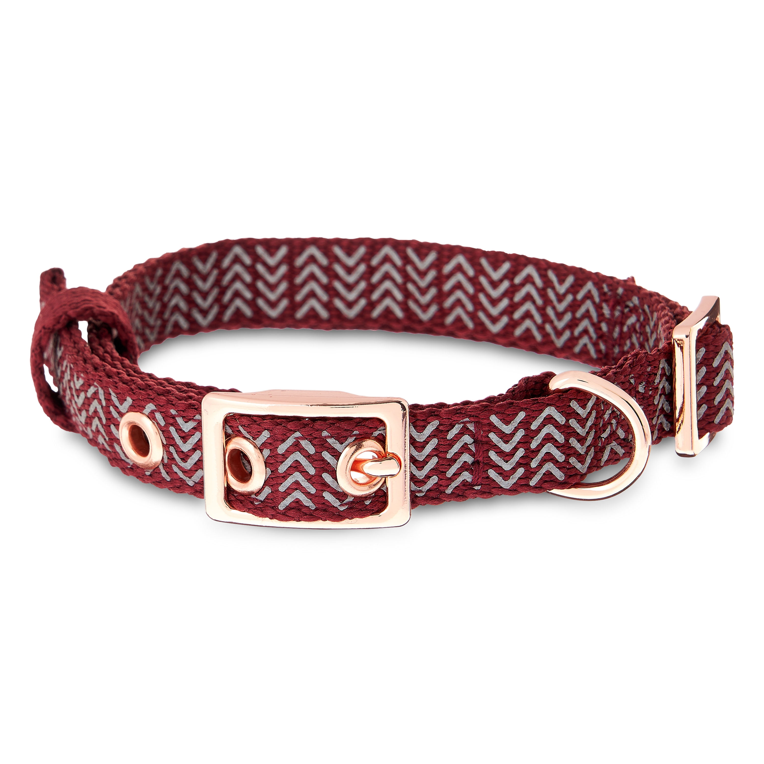 Vibrant Life Polyester Chevron Adjustable Reflective Collar for Dogs, Maroon, Medium