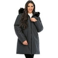 thumbnail image 2 of SHCKE Women's Winter Jackets Thick Hooded Parkas Puffer Jackets Winter Coats Mid Length Warm Jacket Windproof Coats with Pockets Grey#2 2XL, 2 of 5