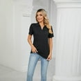 thumbnail image 2 of Women's Casual Short Sleeve V Neck Loose Fit Pocket T Shirt Comfortable Breathable Soft Blouse Top, 2 of 2