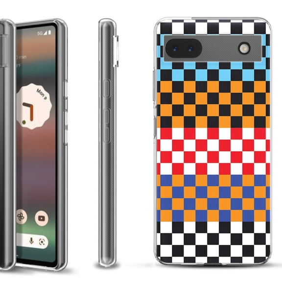 Slim-Fit Gel TPU Phone Case for Google Pixel 6a, by OneToughShield ® - Colorful Checker
