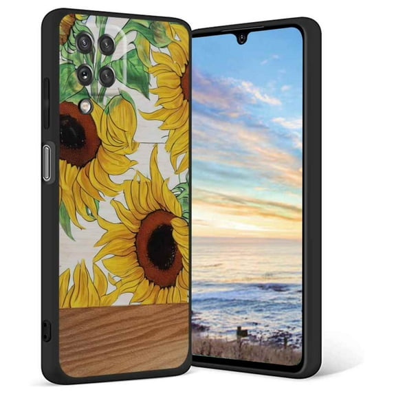 Summer-Sunflowers-Wood-Panel-314 Phone Case, Degined for Samsung Galaxy A12 Case Men Women, Flexible Silicone Shockproof Case for Samsung Galaxy A12