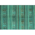 thumbnail image 1 of Ahgly Company Machine Washable Indoor Rectangle Southwestern Turquoise Blue Country Area Rugs, 2' x 5', 1 of 4