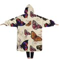 thumbnail image 2 of Oversized Wearable Blanket Hoodie,Butterfly Colorful Wing Pattern Sherpa Blanket Hoodie with Super Pockets,Super Warm Fuzzy Pullover for Women & Men, 2 of 6