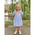 thumbnail image 6 of BemeyourBBs Toddler Baby Girl Crayfish Summer Gingham Dress Little Girl Plaid Sundress Lobster Embroidered Puff Short Sleeve Doll Collar A-line Dresses, 6 of 9