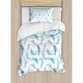 thumbnail image 3 of Sea Animals Duvet Cover Set Queen Size, Dolphin Fish Figures Underwater Ocean Marine Natural Life Delphinoid Art, Decorative 3 Piece Bedding Set with 2 Pillow Shams, White Blue Grey, by Ambesonne, 3 of 3